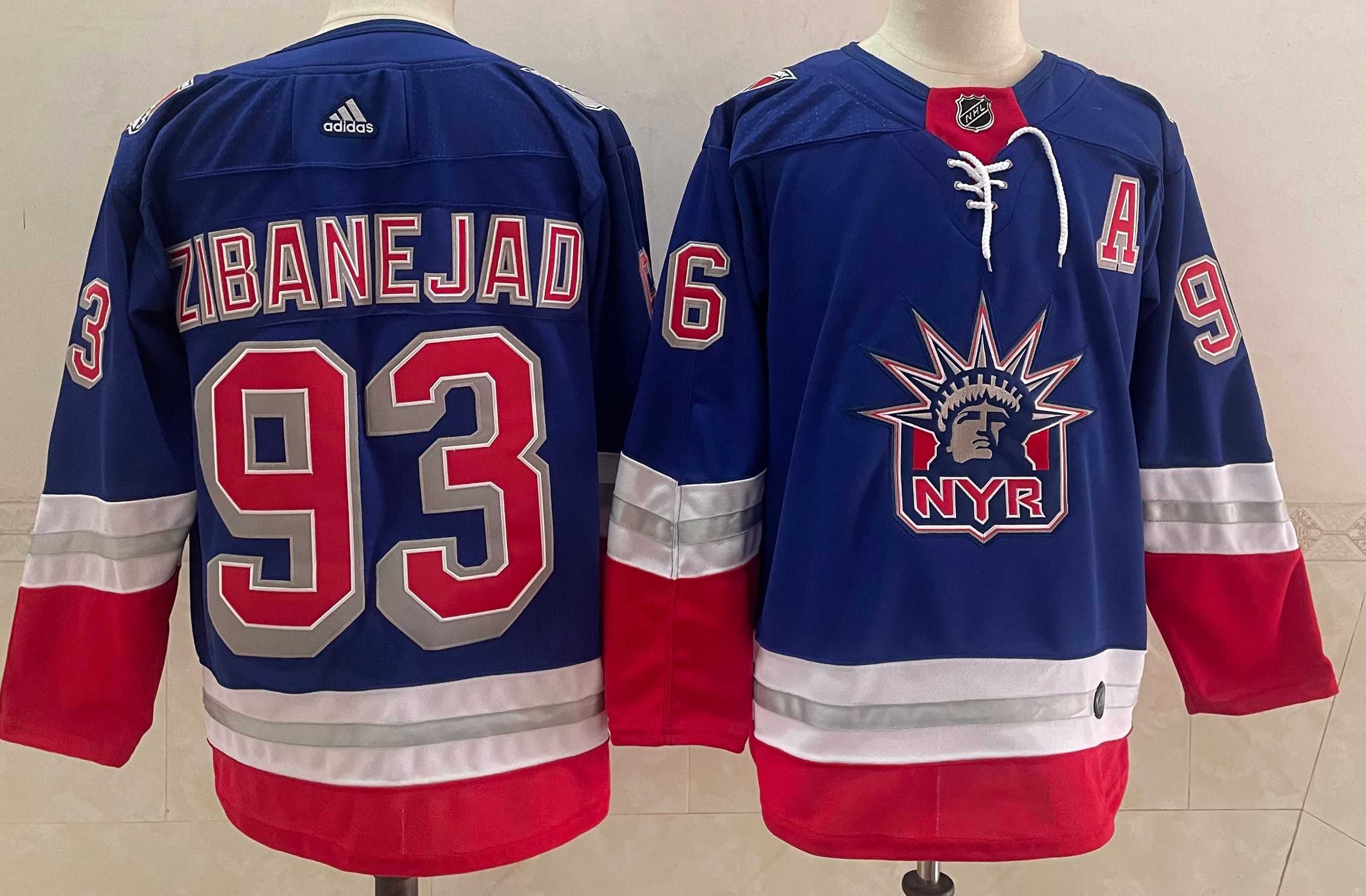 Men New York Rangers 93 Zibanejad Blue Authentic Stitched 2021 Adidias NHL Jersey
